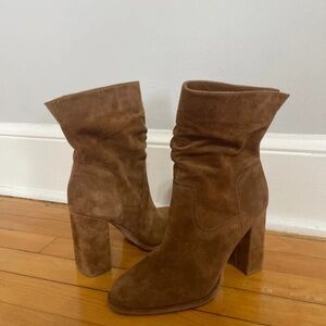 Steve Madden Brown Suede Slouch Block Heel Boots